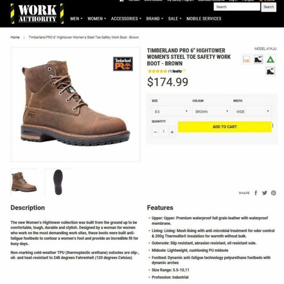 TIMBERLAND PRO STEEL TOE WOMAN'S BOOTS - Picture 7 of 8